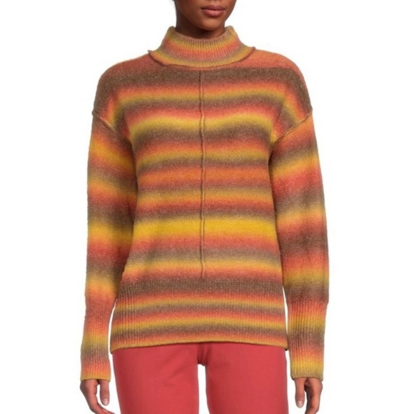 BEACH LUNCH LOUNGE Shadow Wool Blend Ombré Oversized Turtleneck Sweater XL - Picture 2 of 10